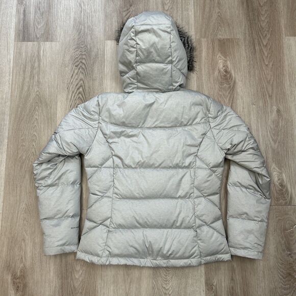 Columbia Omni Shield Puffer Jacket Womens Medium Hooded Down Faux Fur Gray Coat - Picture 10 of 13